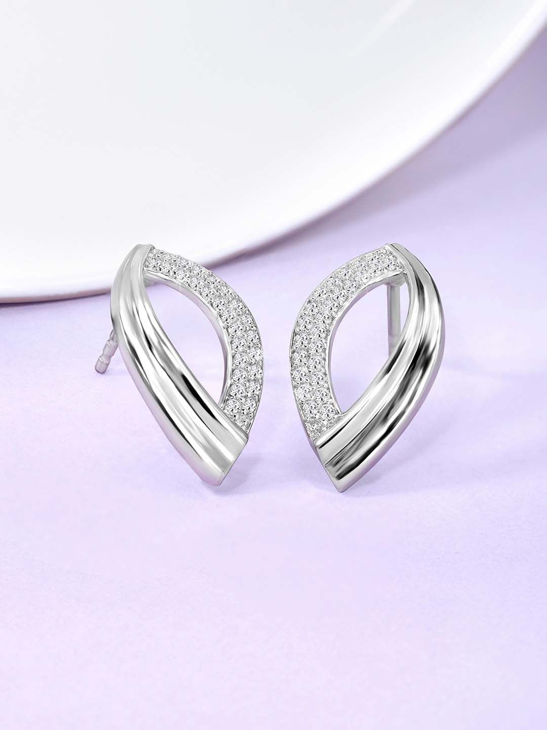

Silvora by Peora 925 Sterling Silver Rhodium-Plated Contemporary Cubic Zirconia Studs