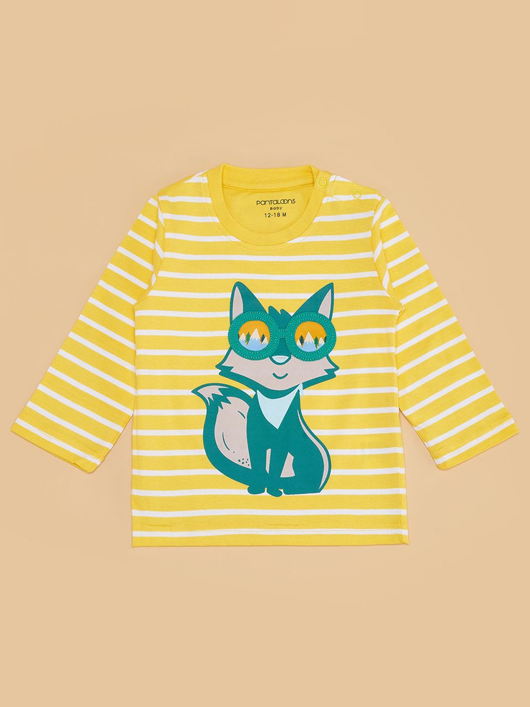 

Pantaloons Baby Boys Graphic Printed Round Neck Cotton T-shirt, Yellow