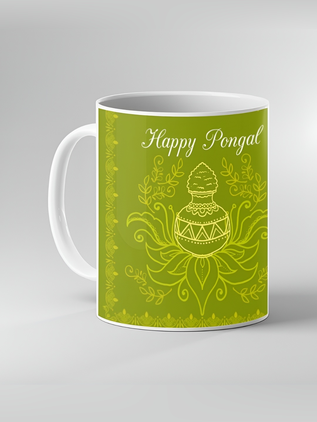 

Keviv White & Green Text or Slogans Printed Ceramic Glossy Mug 325ml