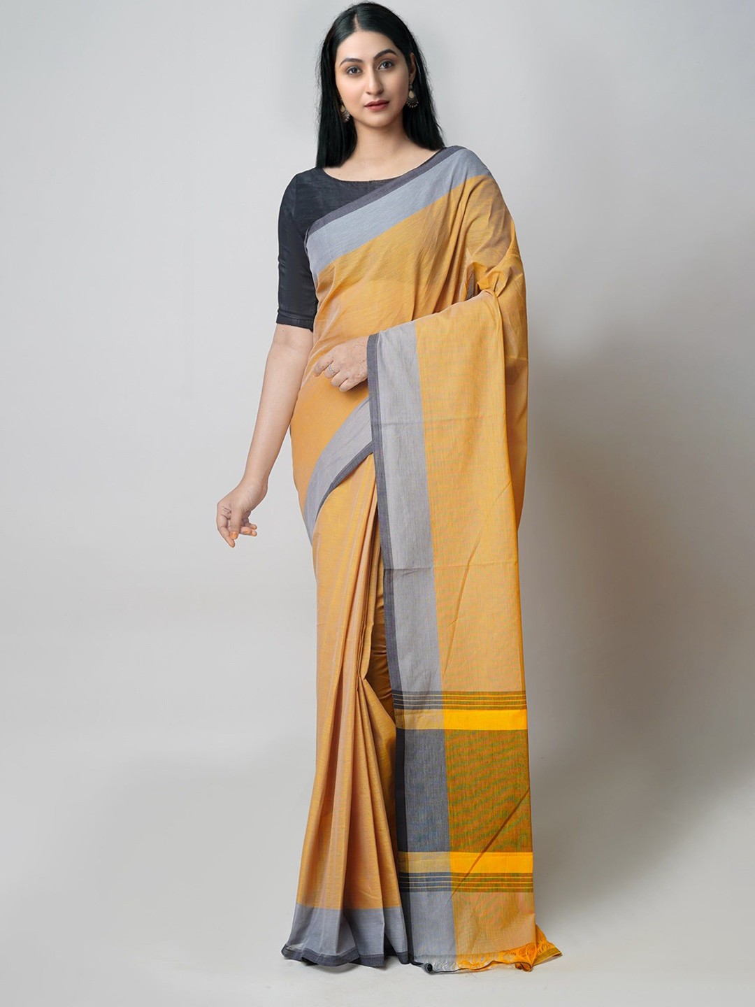 

Unnati Silks Pure Cotton Handloom Mangalagiri Saree, Orange
