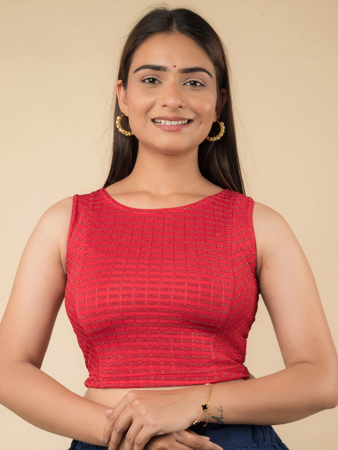 

Bindigasm's Advi Embellished Saree Blouse, Red