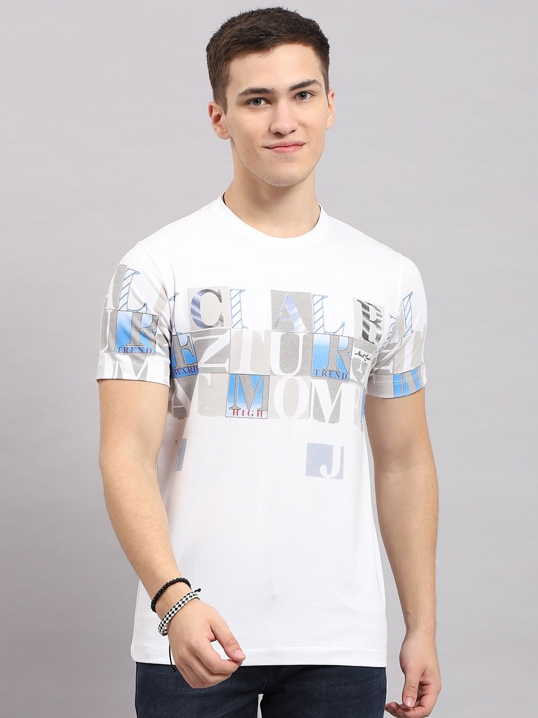 

Monte Carlo Men Typography Printed Round Neck Cotton T-shirt, White