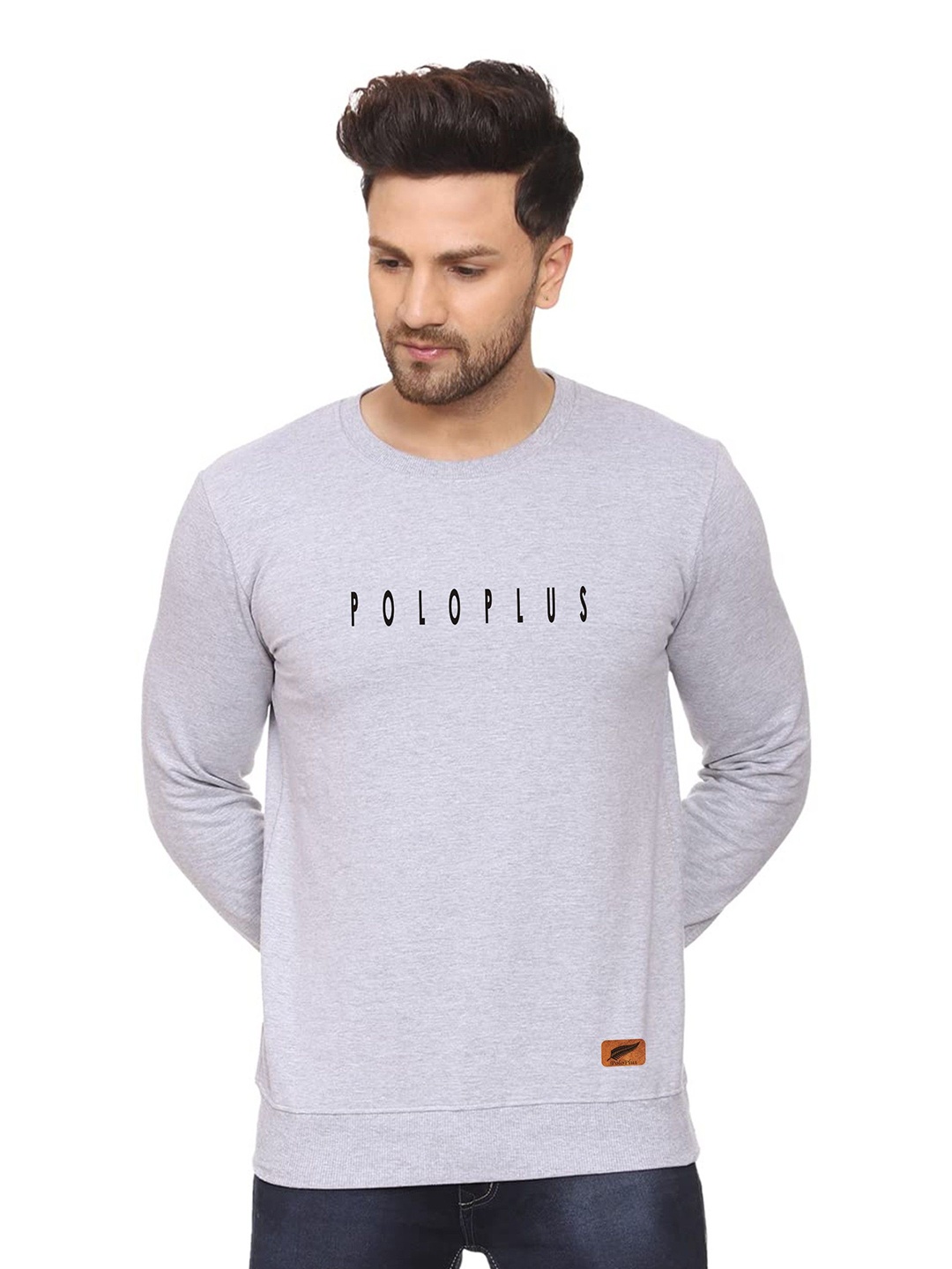 

Polo Plus Men Printed Round Neck Sweatshirt, Grey