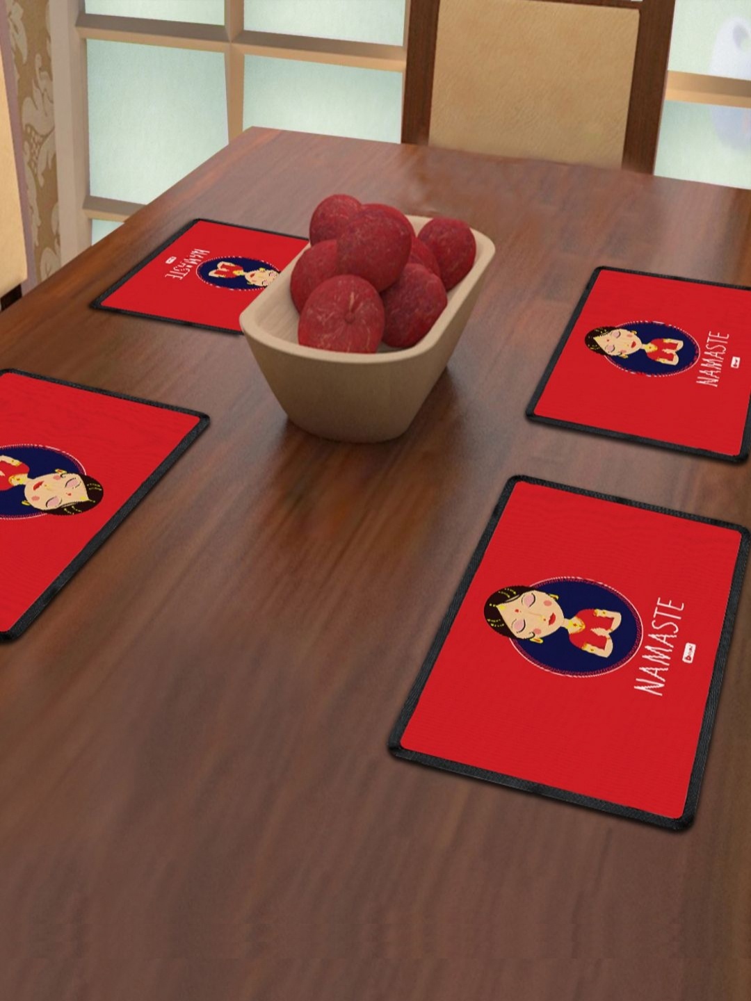 

Indigifts Red & Blue 4 Pieces Printed Rectangle Table Placemats