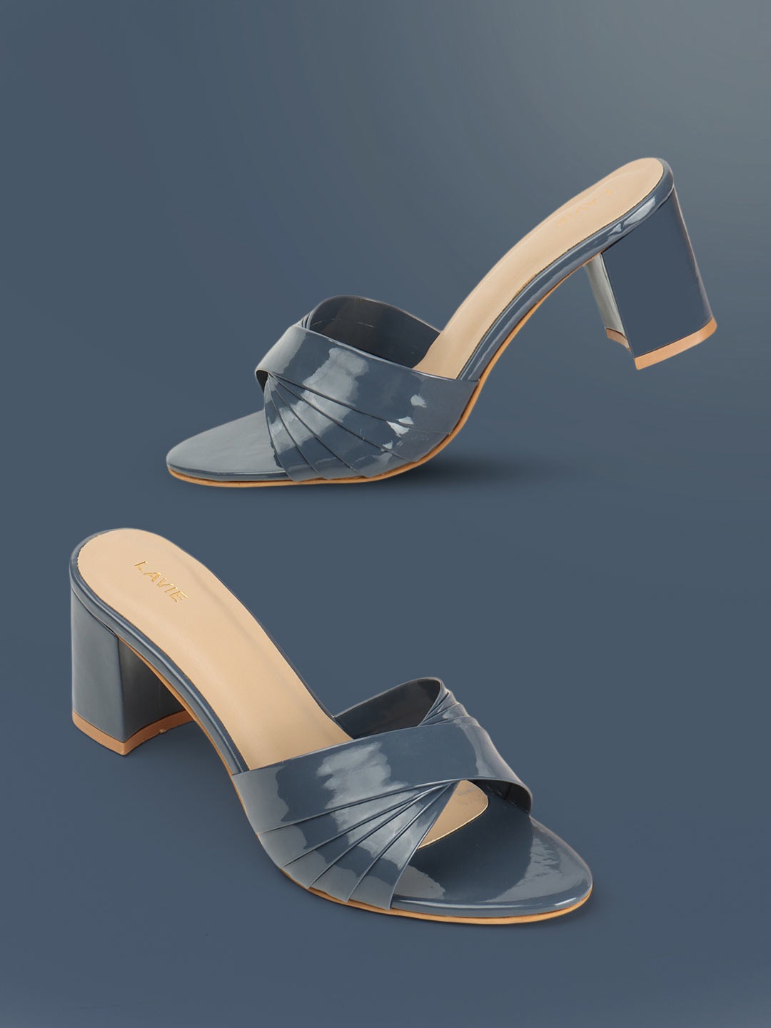 

Lavie Women Pleated Design Block Heels, Charcoal
