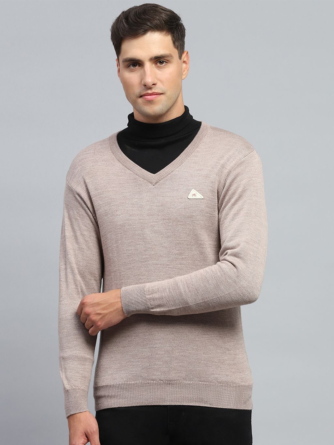 

Monte Carlo Men V Neck Woollen Pullover, Beige