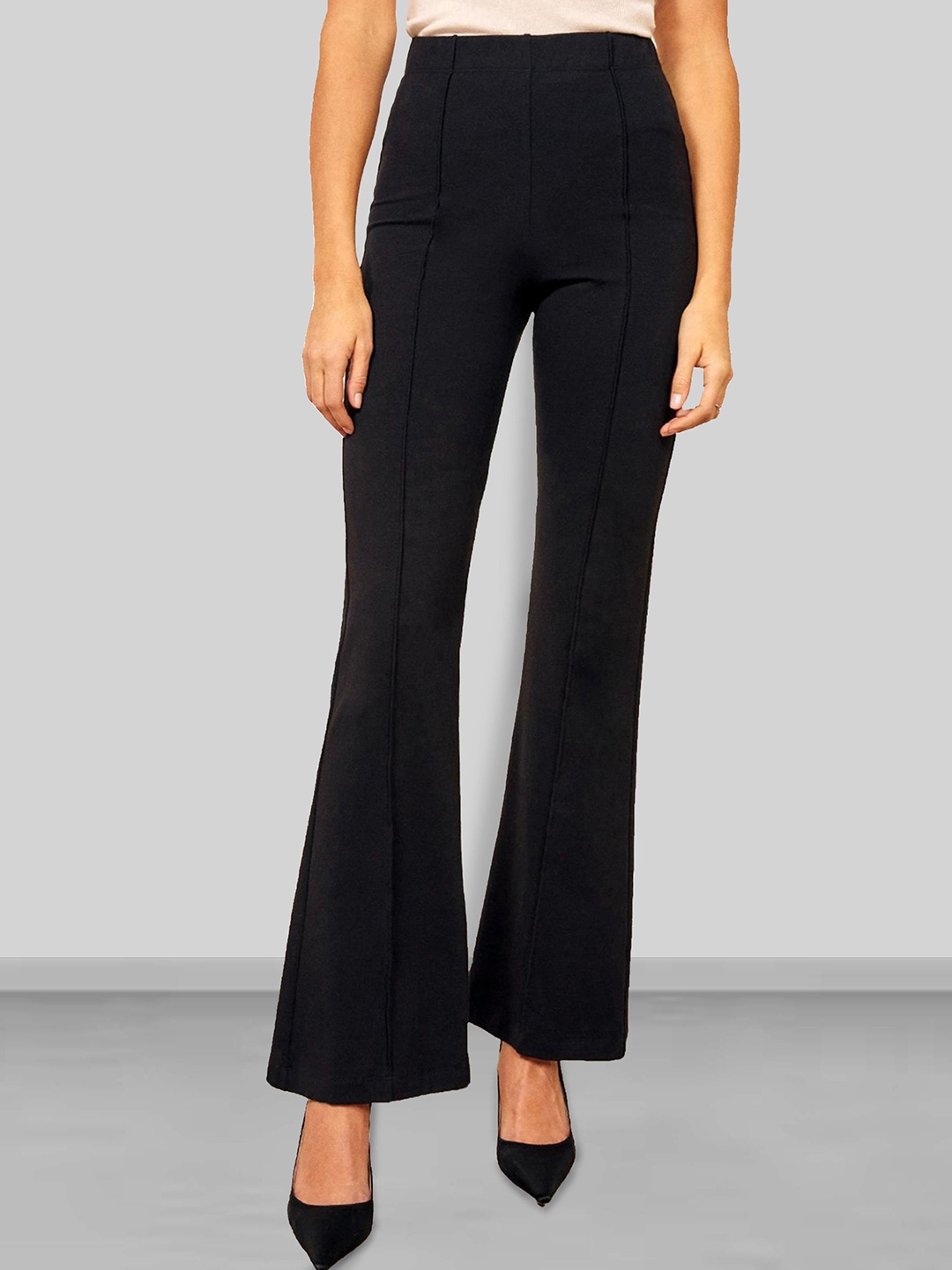 

Dream Beauty Fashion Women Flared Easy Wash Pleated Trousers, Black