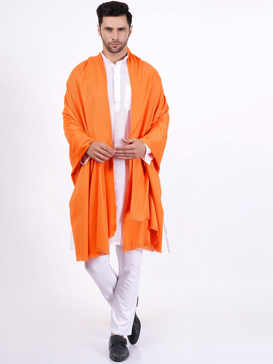 

Vrinde Fringed Border Shawl, Orange