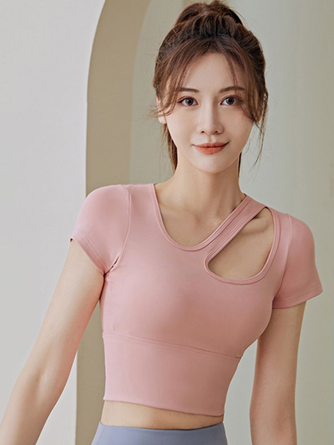

StyleCast Women Solid Round Neck Top, Peach