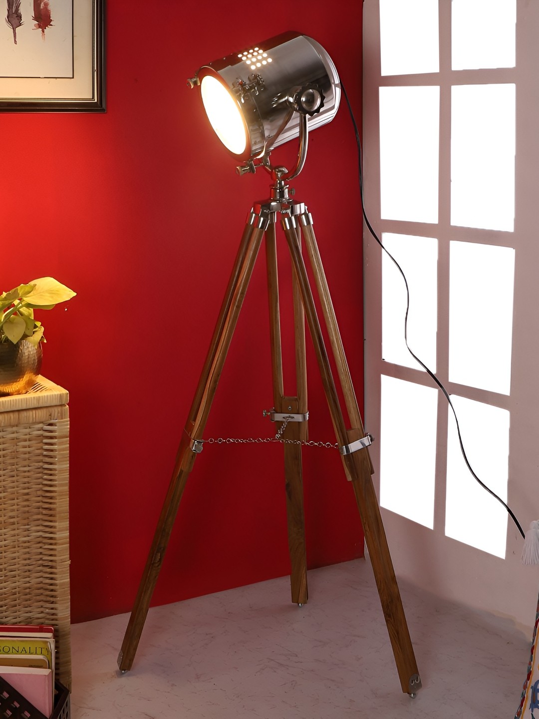 

pristine interiors Brown Wooden Spot Light Floor Lamps