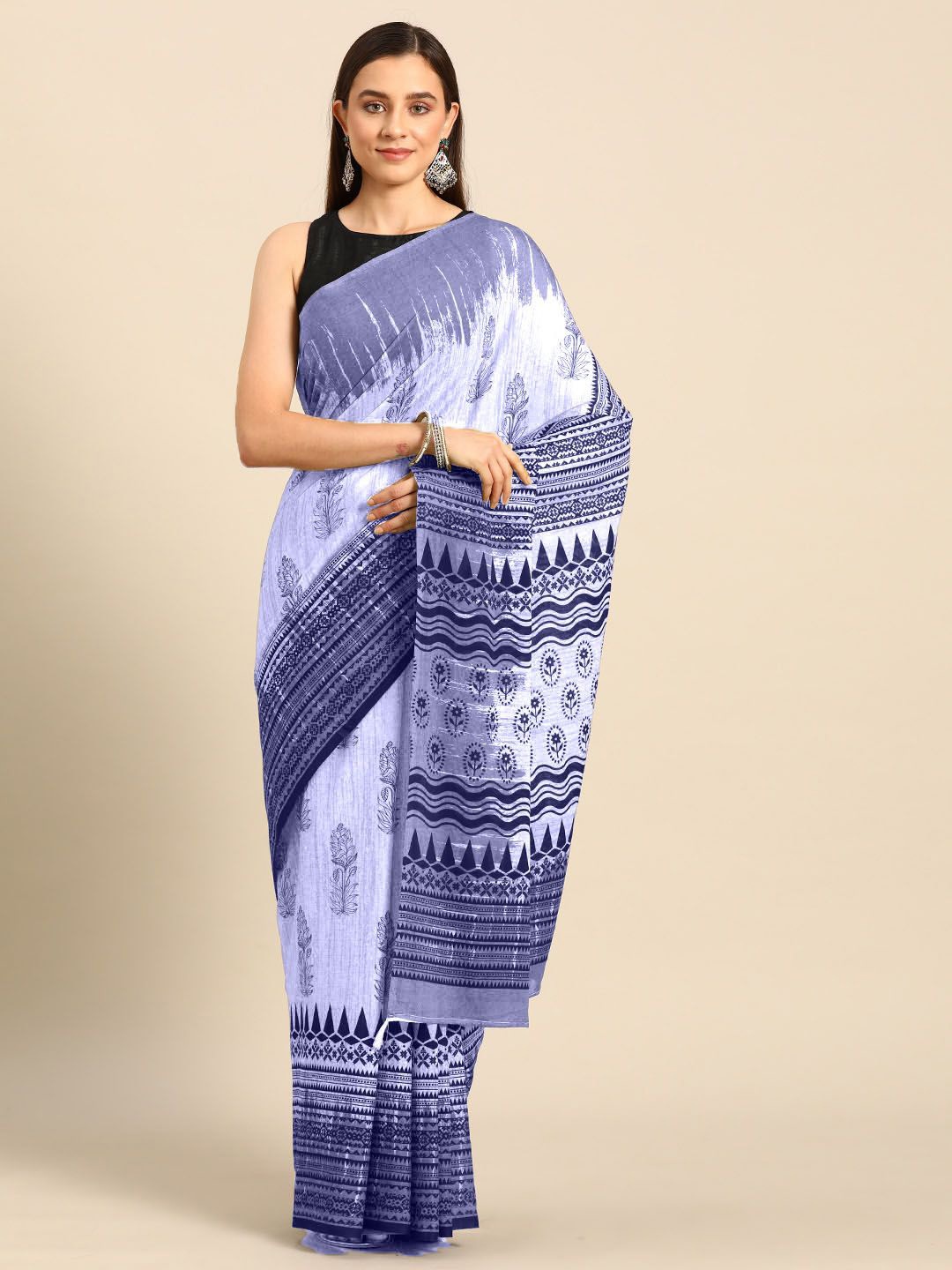 

BUTA BUTI Floral Pure Cotton Saree, Blue