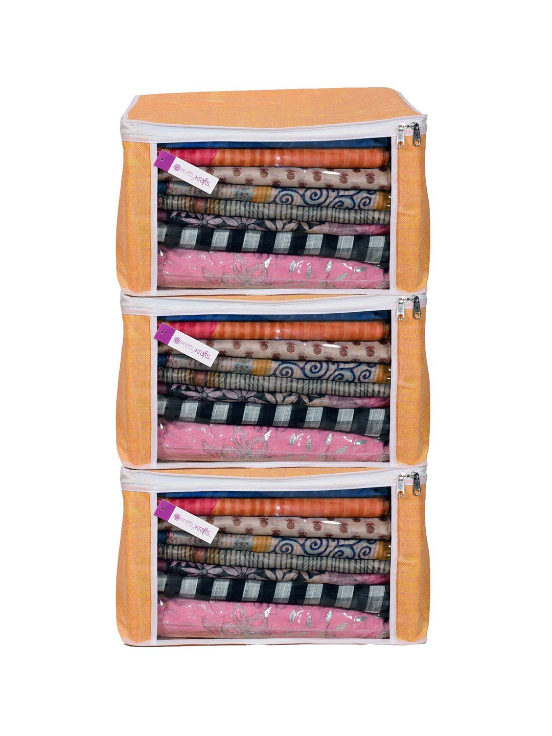 

prettykrafts Orange 3 Pieces Reusable Multi-Utility Organisers