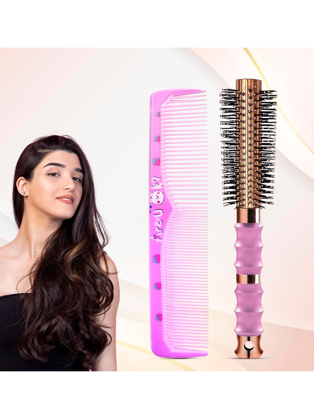 

MAJESTIQUE Set Of 2 Round Hair Brush & Comb, Multi