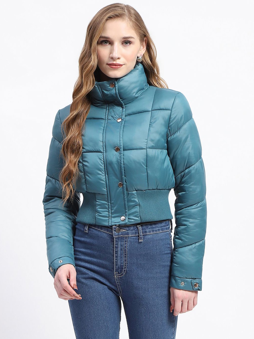 

Madame Women Crop Puffer Jacket, Blue