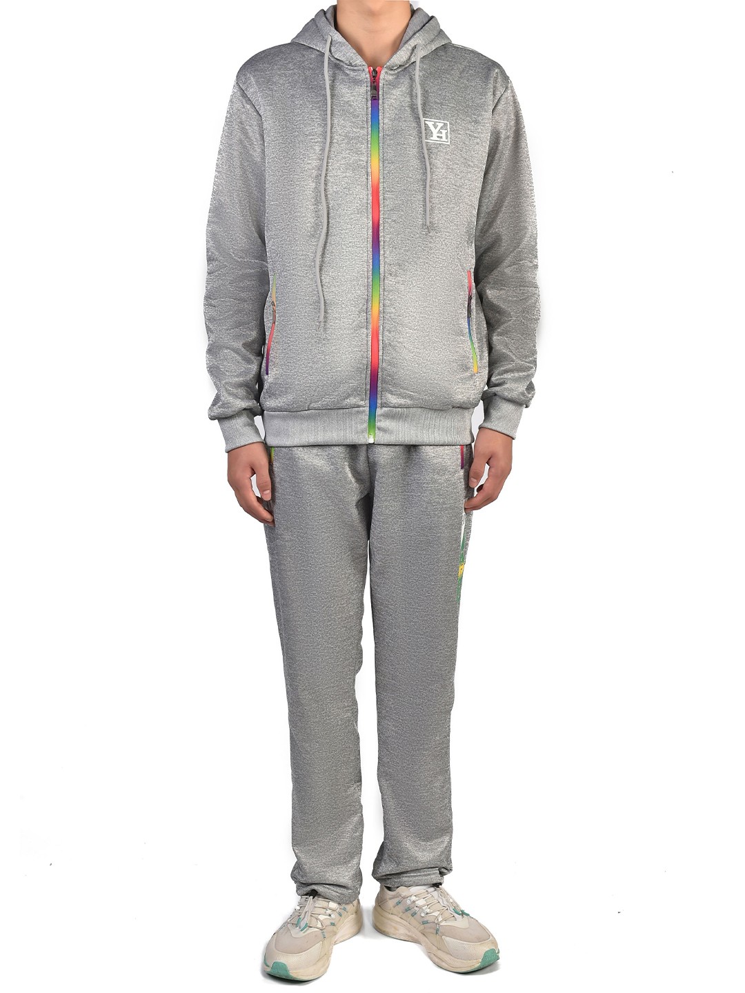 

StyleCast x Revolte Hooded Long Sleeves Jacket and Trouser Tracksuits, Grey