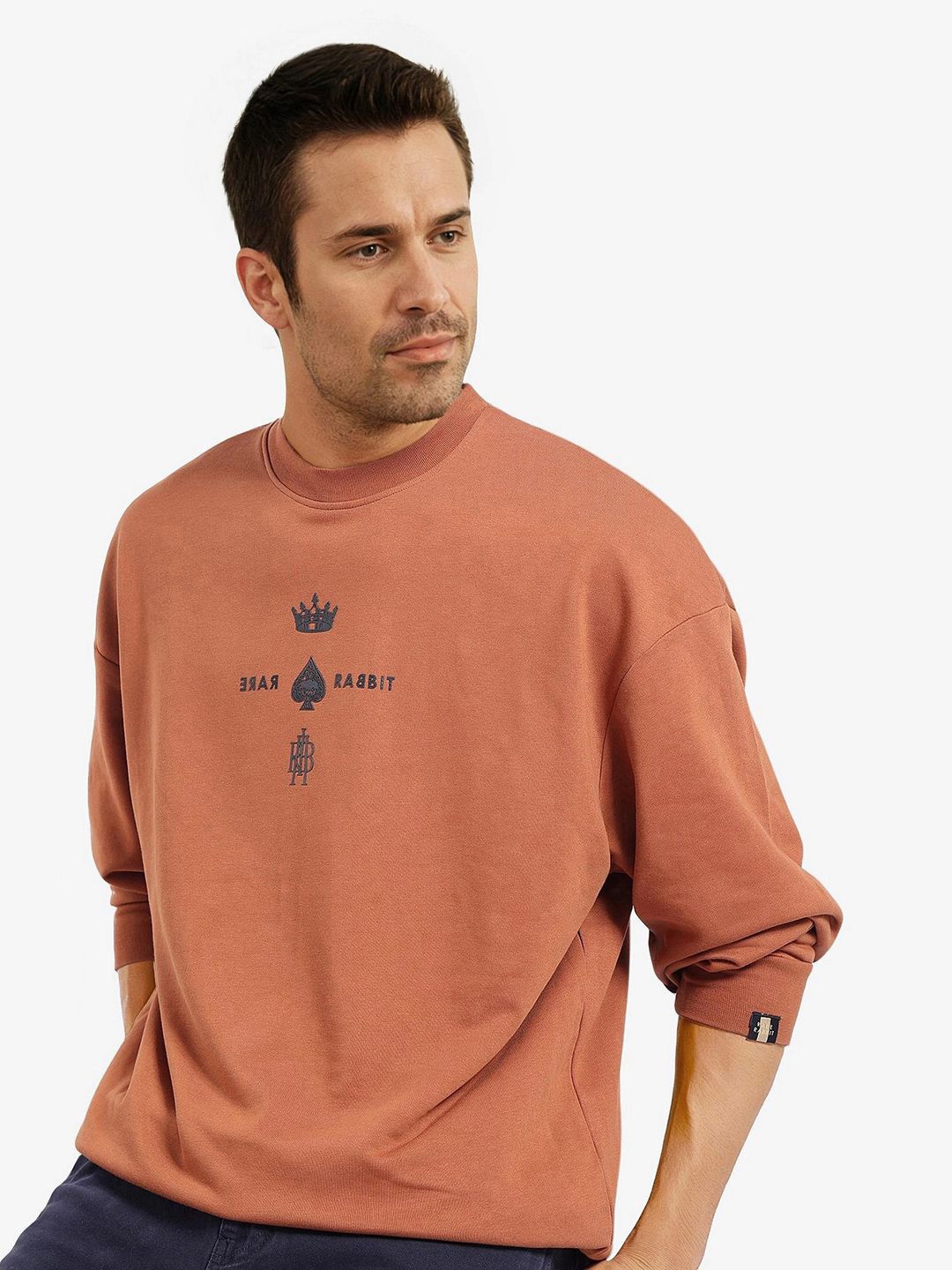 

RARE RABBIT Men Printed Sweatshirt, Rust