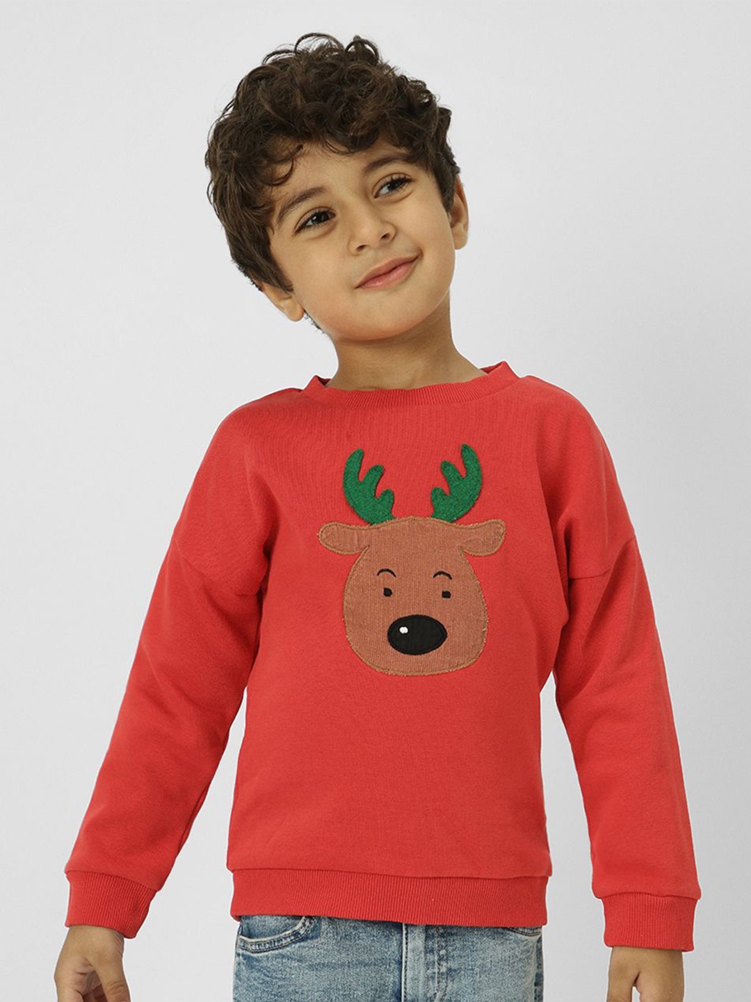 

Nauti Nati Boys Holiday-Themed Applique Design Sweatshirt, Red