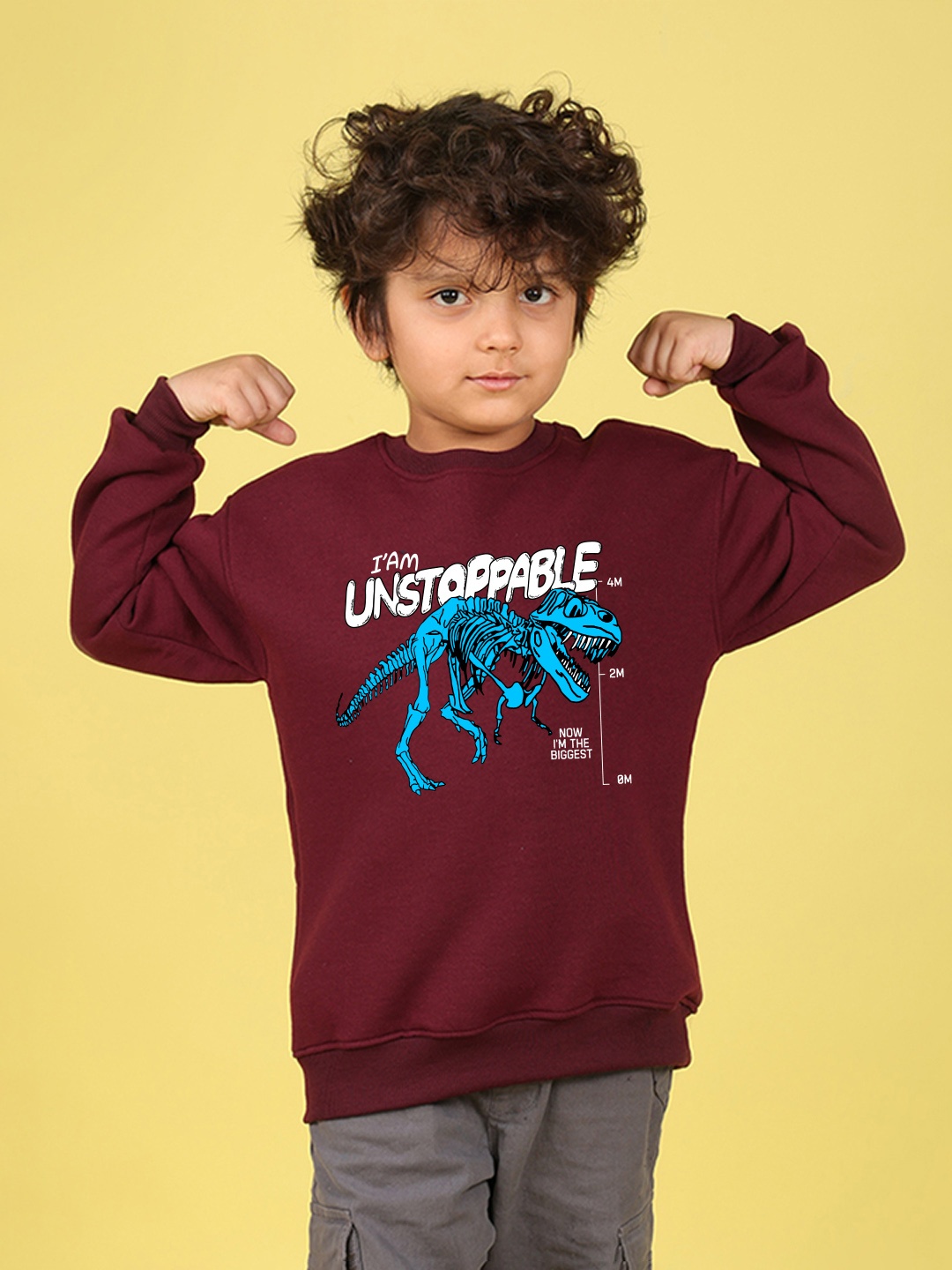 

NUSYL Boys Printed Oversized Sweatshirt, Burgundy