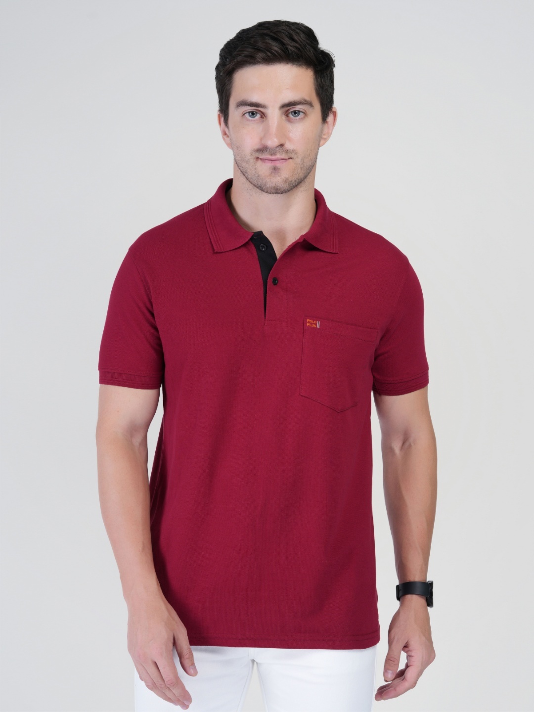 

Polo Plus Men Bio Finish Solid Polo Collar Cotton T-shirt, Maroon