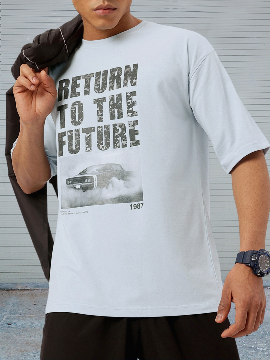 

Kook N Keech Future Fission Typography Print Oversized T-shirt, Blue