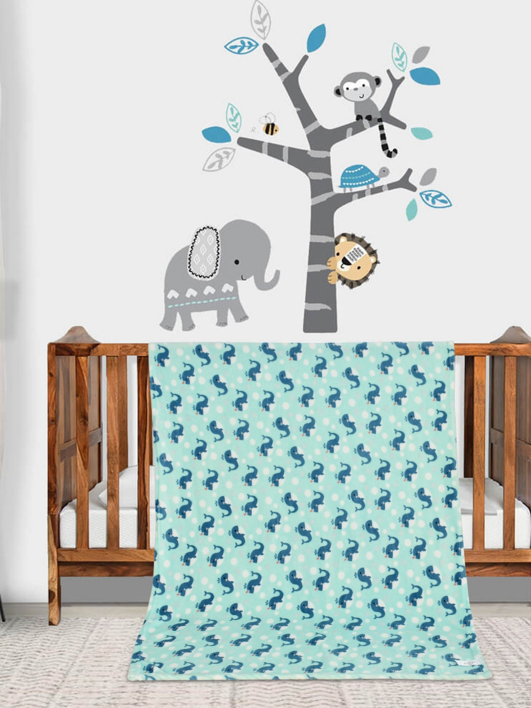 

Florida Blue and Sea-Green Abstract Printed Flannel Soft & Comfortable Single Bed Blanket