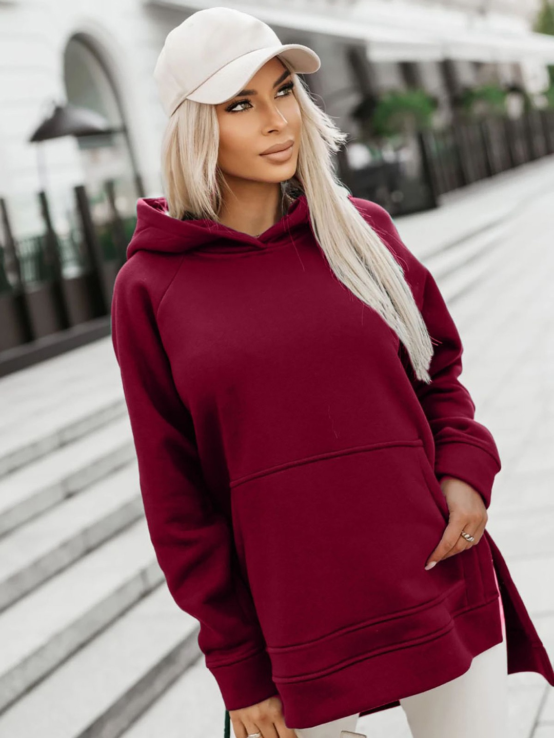 

StyleCast x Revolte Women Hooded Sweatshirt, Maroon