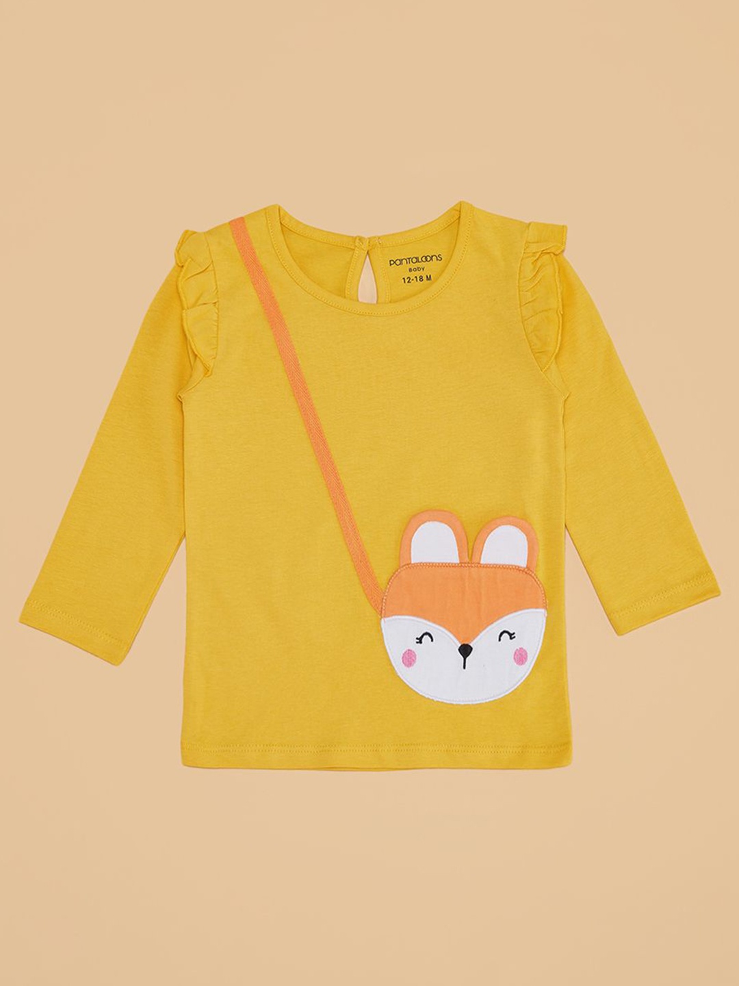 

Pantaloons Baby Girls Cotton Applique T-shirt, Yellow