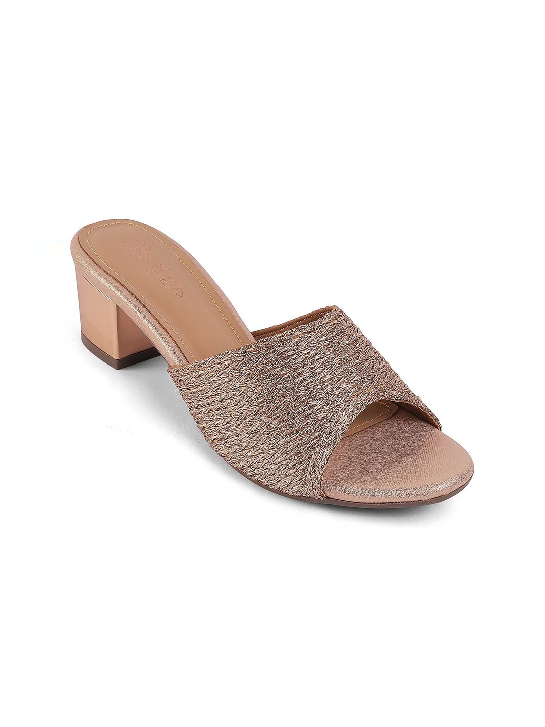 

Tresmode Embellished Leather Block Heel Sandals, Champagne