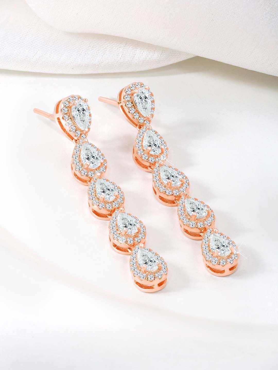 

Silvora by Peora Rose Gold Plated 925 Sterling Silver CZ Studded Studs