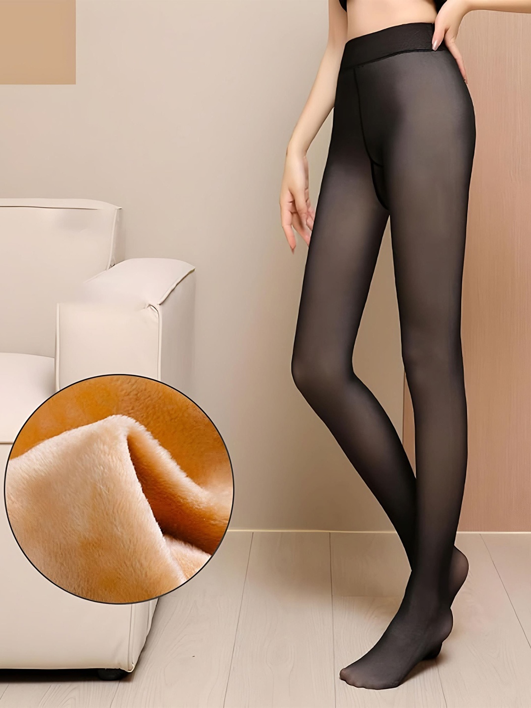 

Hill Islands Dual Tone Thermal Fur Fleece Stockings, Black