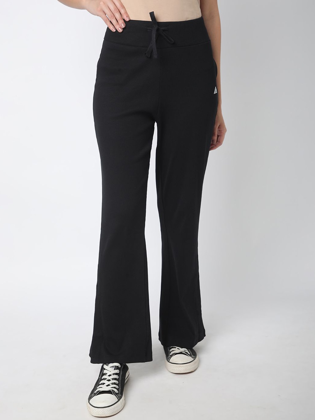 

R&B Women Solid Mid-Rise Track Pants, Black