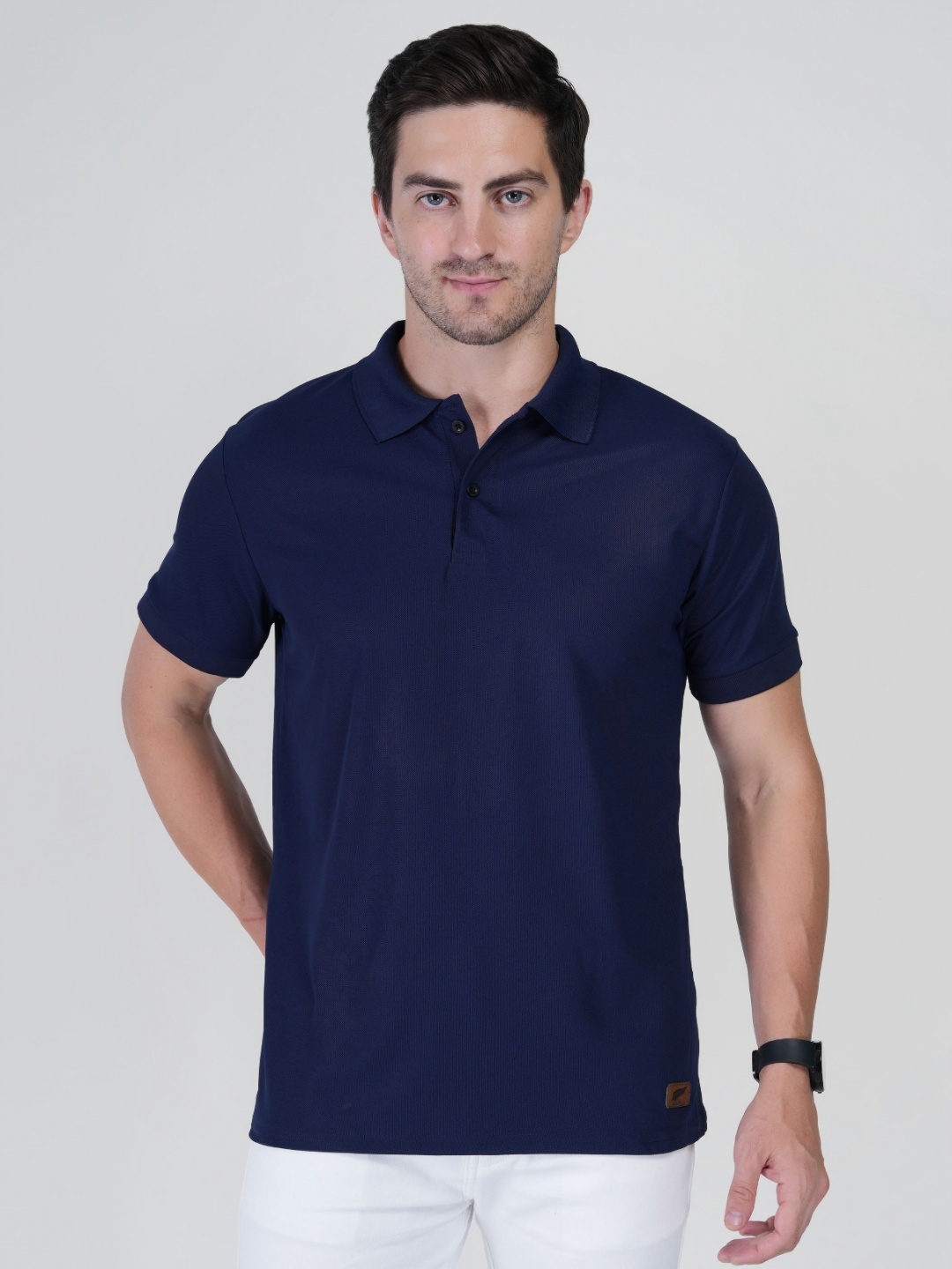 

Polo Plus Men Bio Finish Solid Polo Collar T-shirt, Navy blue