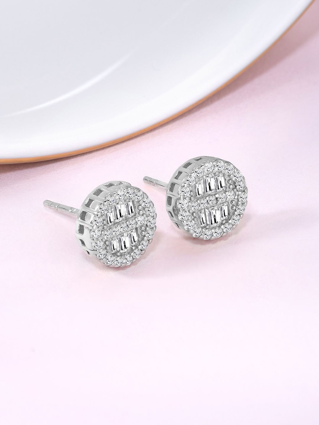 

Silvora by Peora 925 Sterling Silver Rhodium Plated Cubic Zirconia Studs
