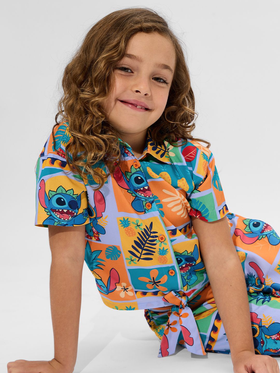 

The Souled Store Girls Graphic Printed Shirt Collar Cotton Top, Blue
