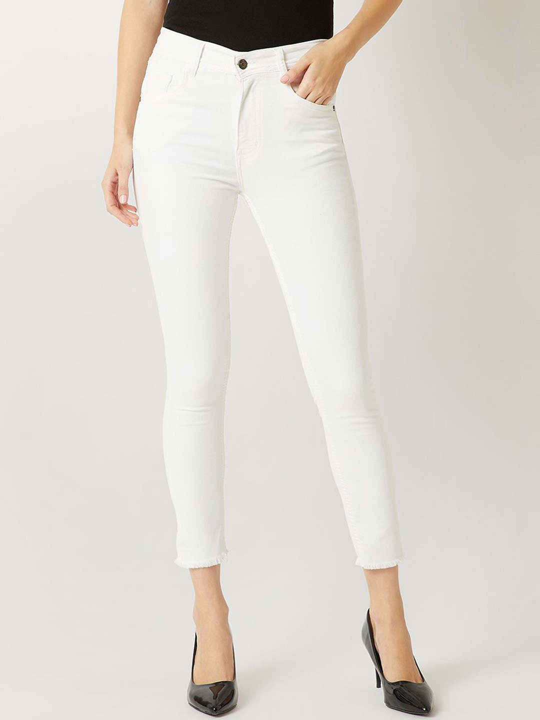 

Miss Chase Women Skinny High Rise Bleached Stretchable Denim Jeans, White