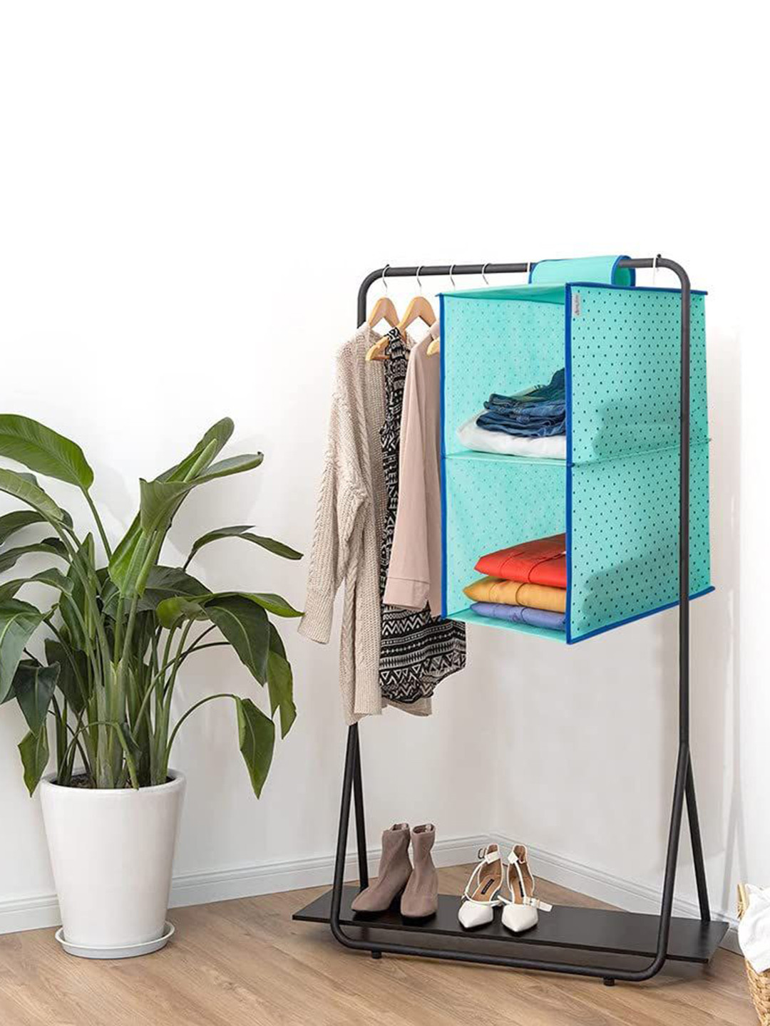 

prettykrafts Green & Blue 2-Shelf Printed Reusable Multi-Utility Organisers