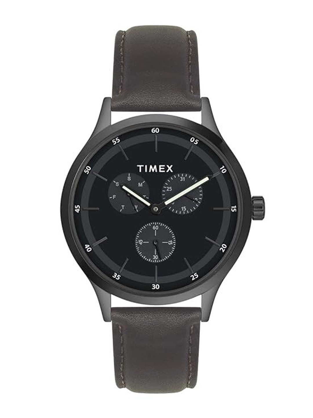 

Timex Men Brass Dial & Leather Straps Analogue Watch TWHG03SMU13, Black