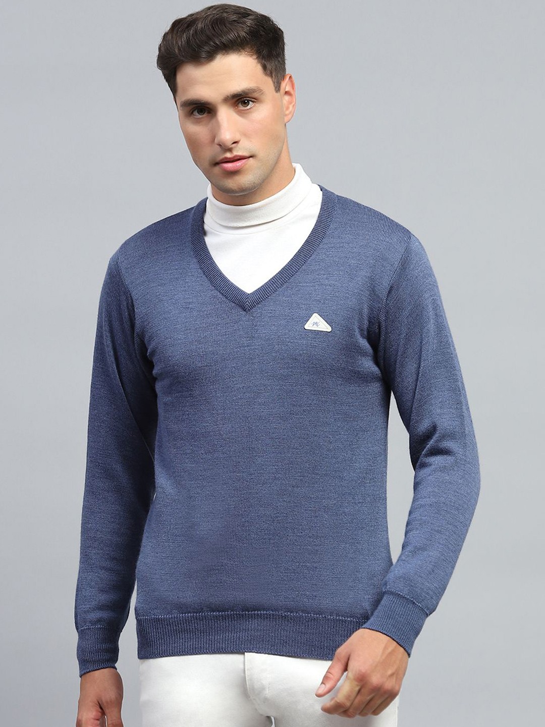 

Monte Carlo Men V-Neck Long Sleeves Pullover, Blue