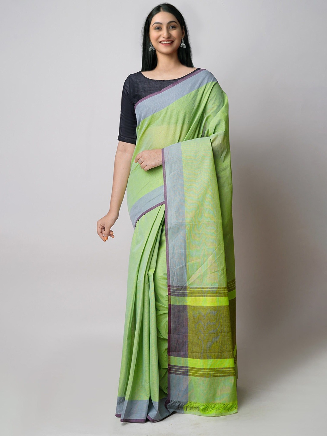 

Unnati Silks Pure Cotton Handloom Mangalagiri Saree, Green