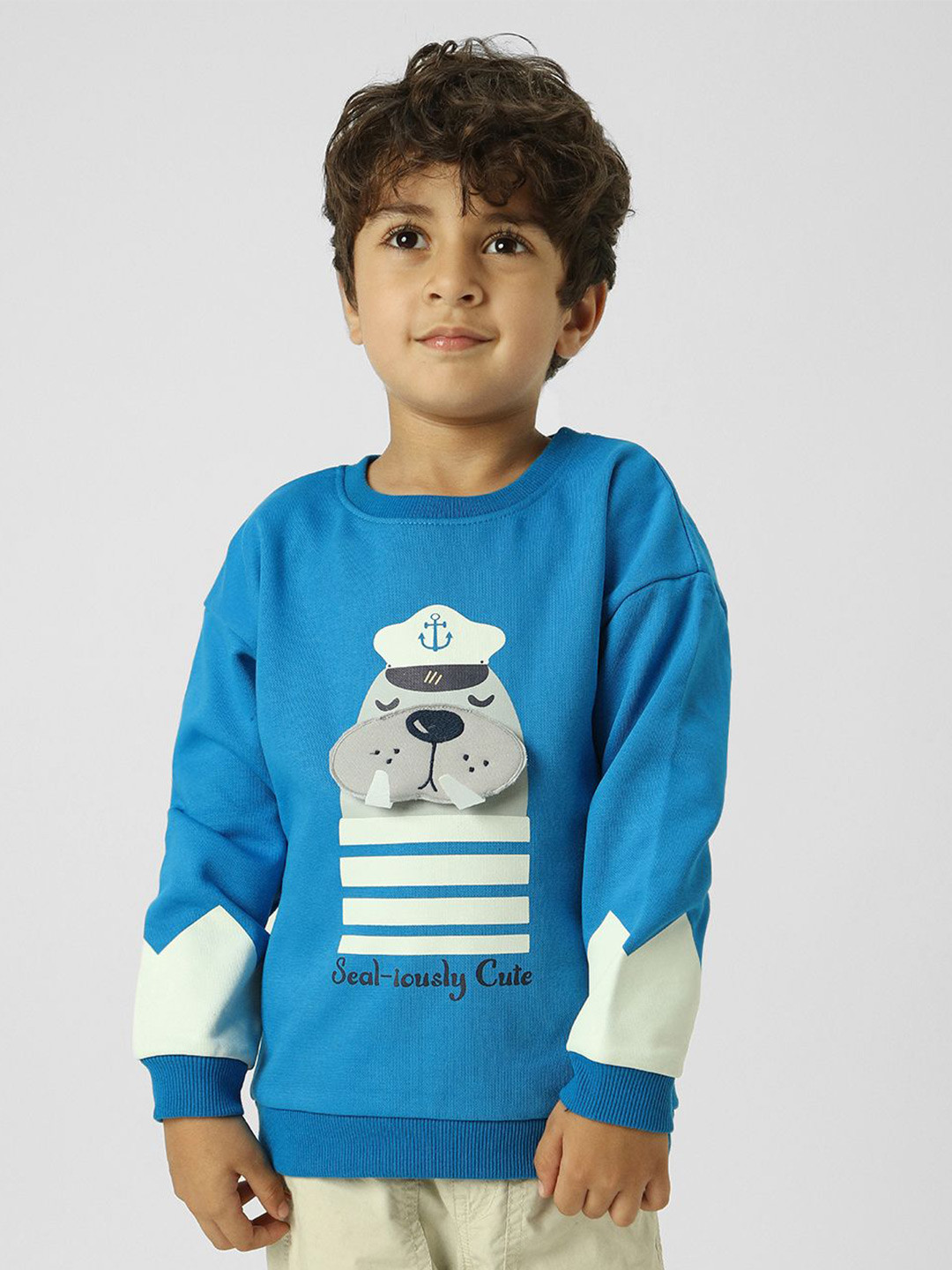 

Nauti Nati Boys Interactive & Playful Animal-Themed Applique Pullover Sweatshirt, Blue