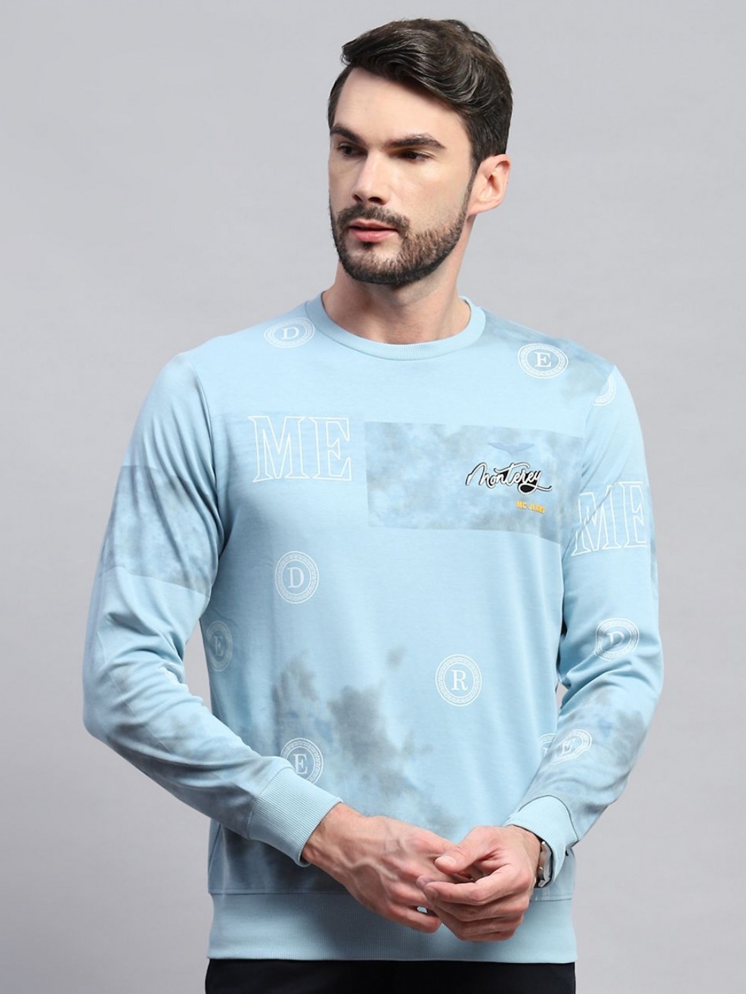 

Monte Carlo Men Typography Printed Round Neck Cotton T-shirt, Blue