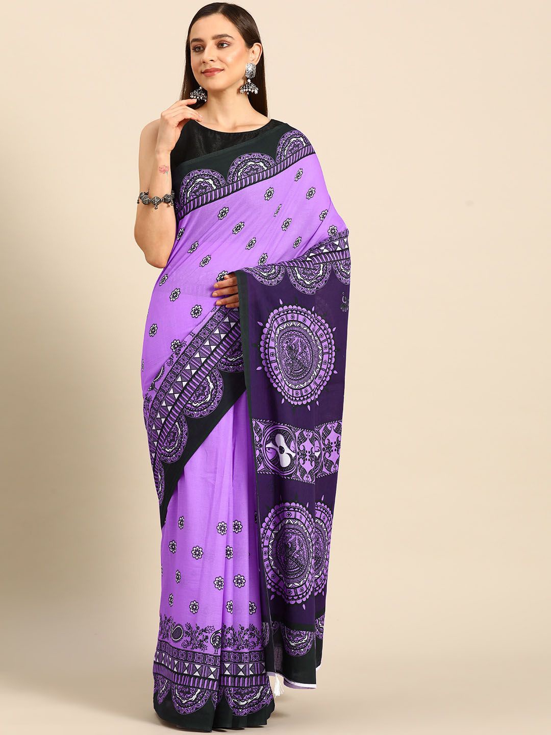 

BUTA BUTI Floral Pure Cotton Saree, Pink