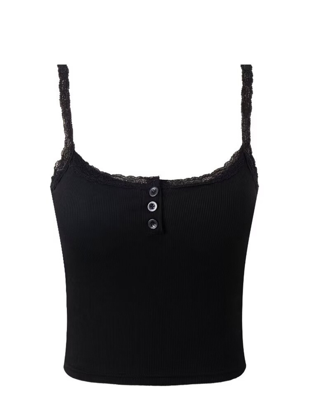 

LULU & SKY Women Solid Shoulder Straps Top, Black