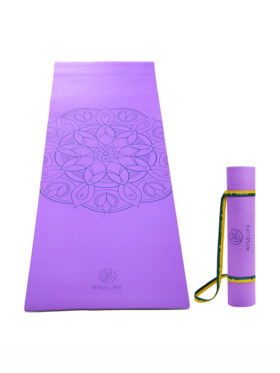 

WiseLife Purple Floral Printed Rectangular Anti-Skid Yoga Mat & Yoga strap