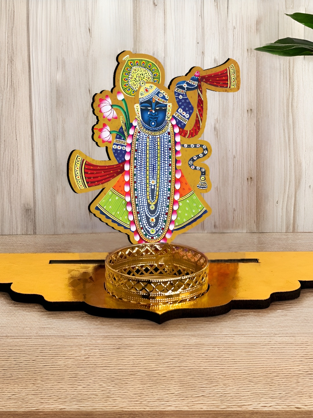 

Art Street Shrinathji MDF Cutout Table-Top Showpiece, Gold