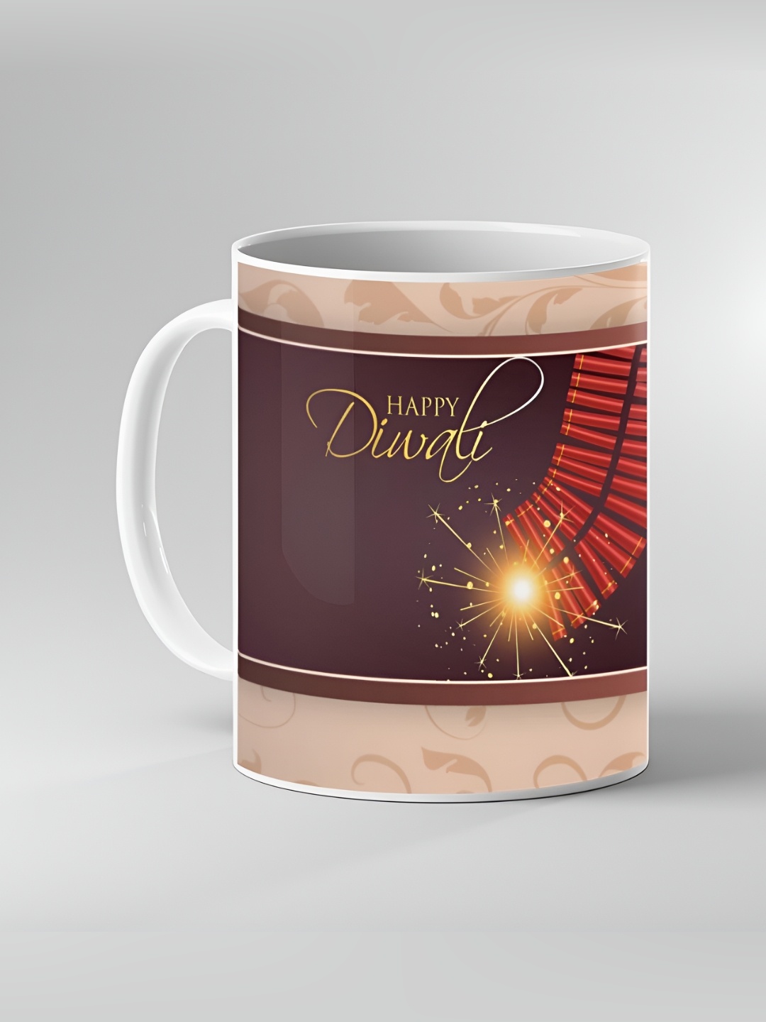 

Keviv White & Brown Text or Slogans Printed Ceramic Glossy Mug 325 ml