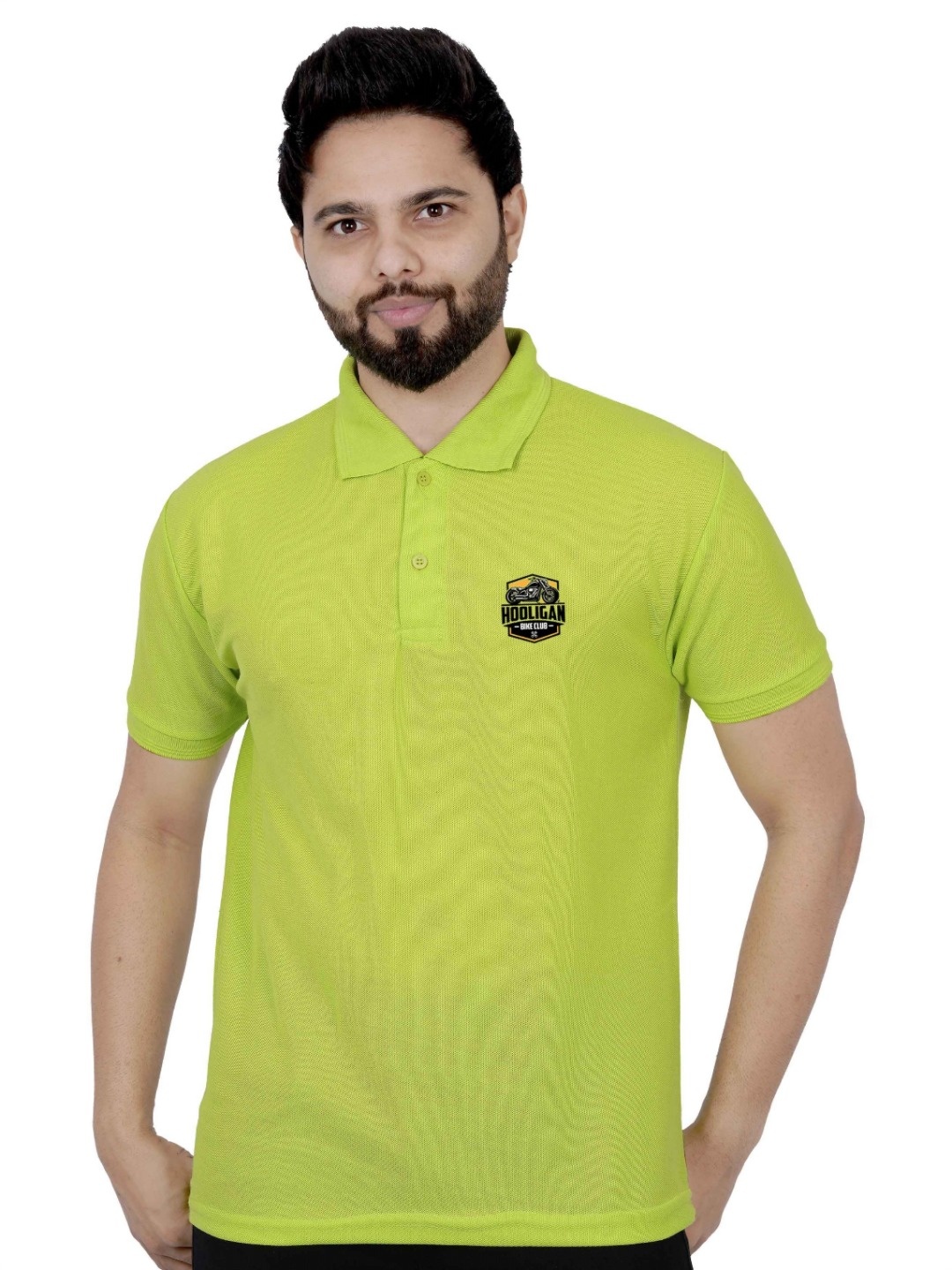

LA MILANO Men Polo Collar Slim Fit T-shirt, Lime green
