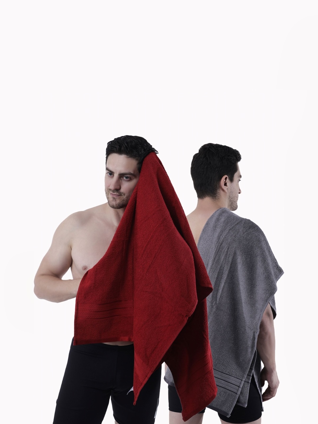 

Dollar Maroon & Grey 2 Pieces Cotton 400 GSM Bath Towel