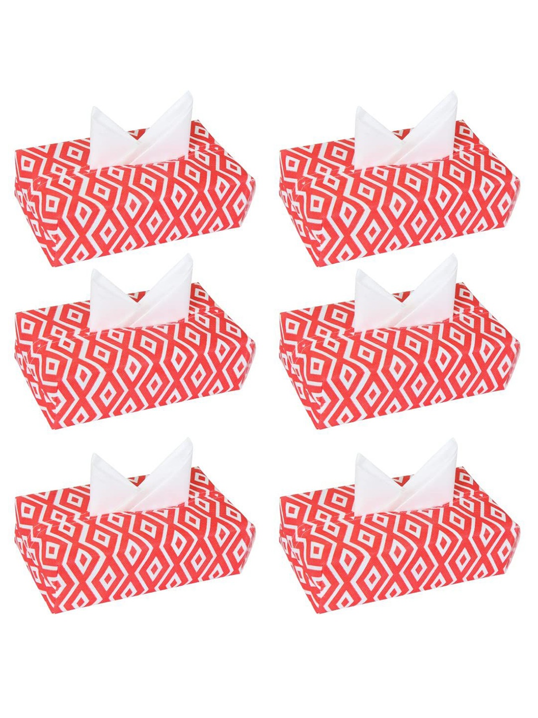 

prettykrafts Red & White 6 Pieces Printed Tissue Holders