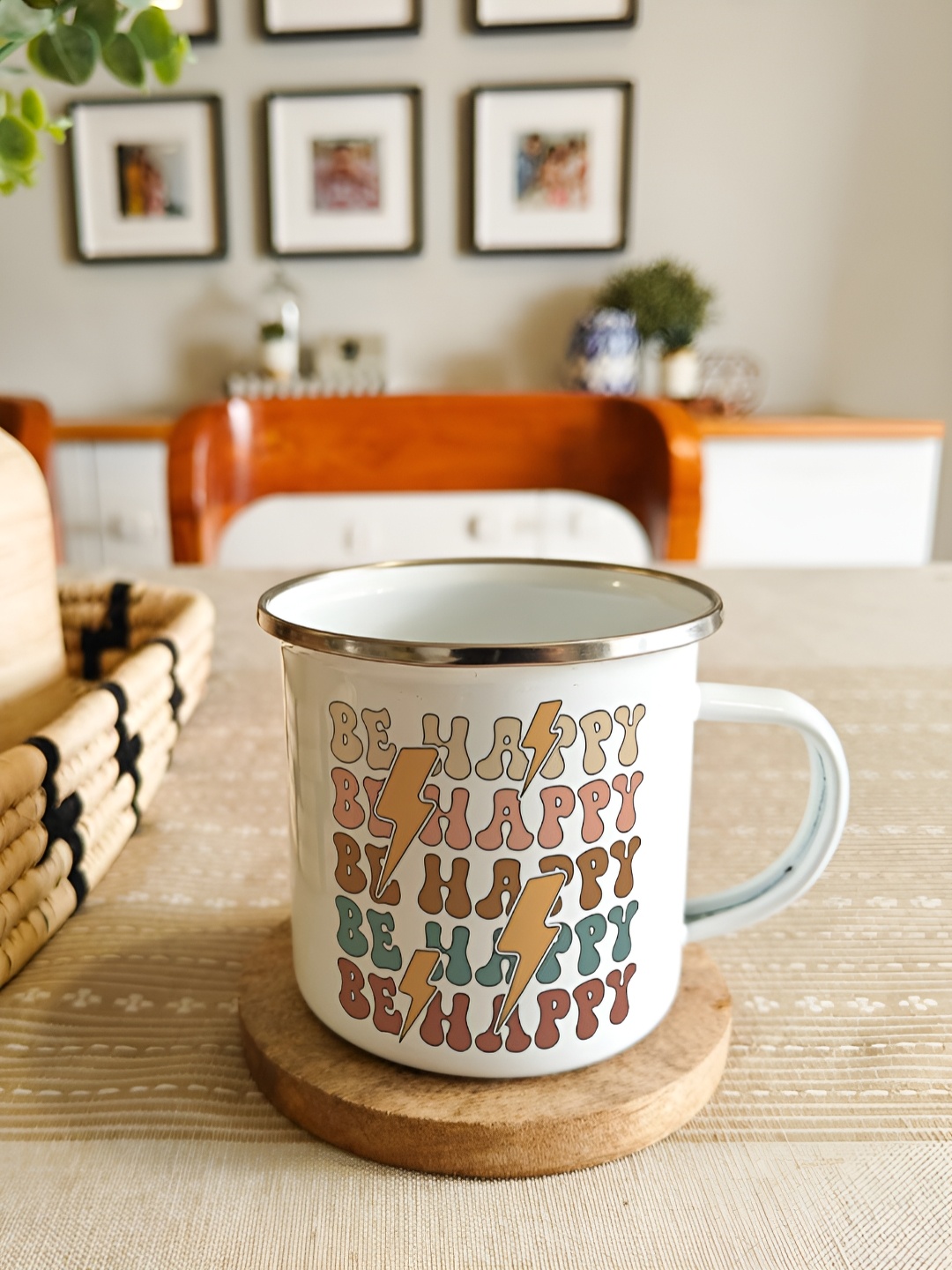 

One Posh Home White & Brown Printed Stainless Steel Glossy Mugs 330 ml